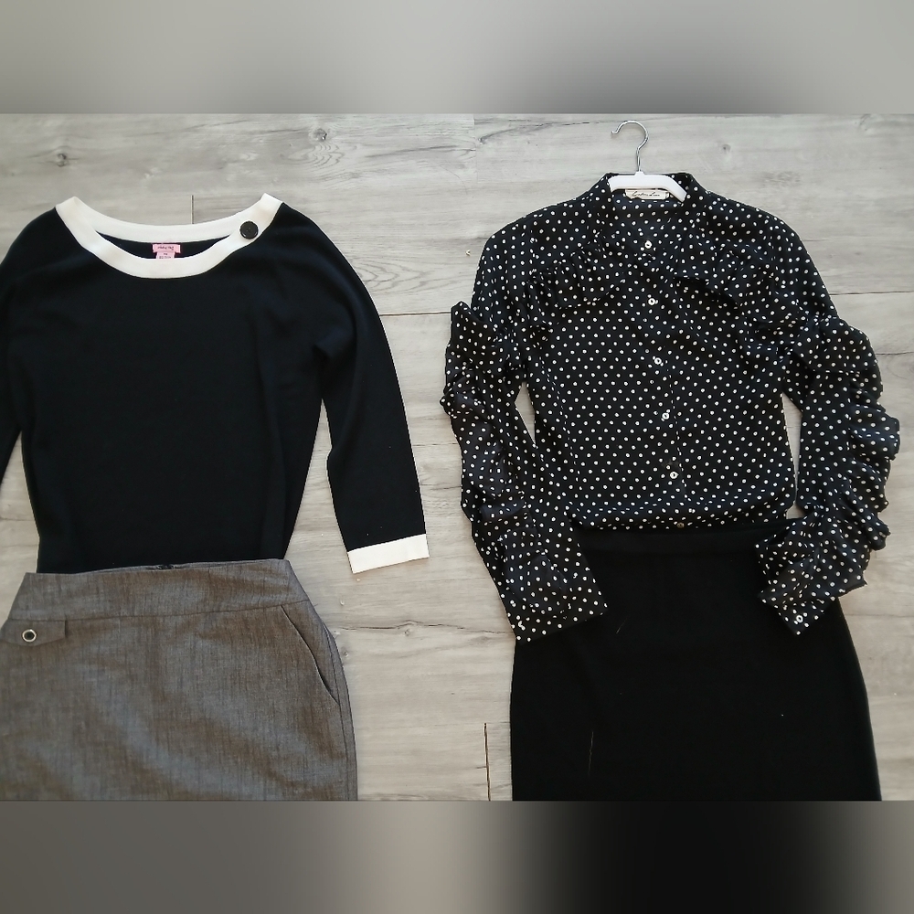 Lot X 6 Office Work Pencil Skirts Blouses Button Up Shirt Knit Top Bundle Set - Picture 11 of 15
